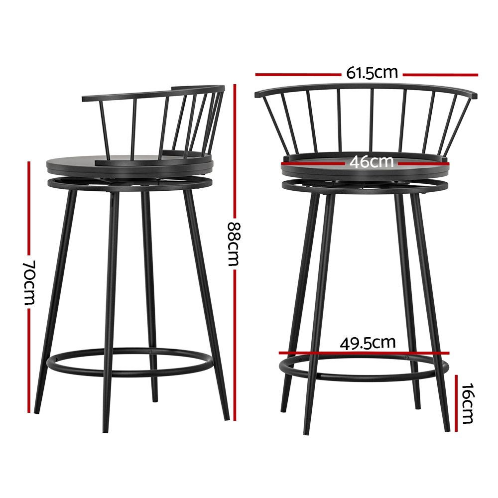 Bar Stools Set of 2 Swivel Metal Chairs