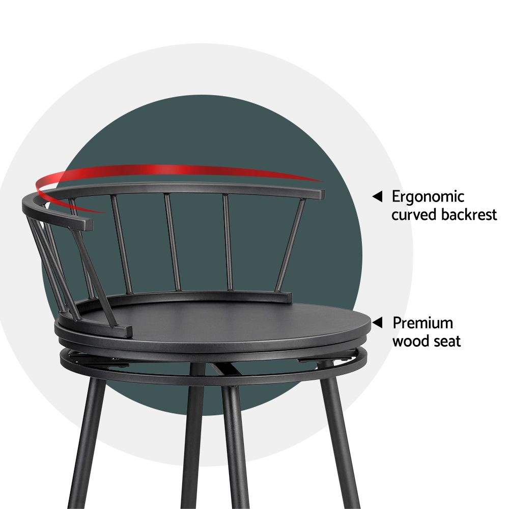 Bar Stools Set of 2 Swivel Metal Chairs