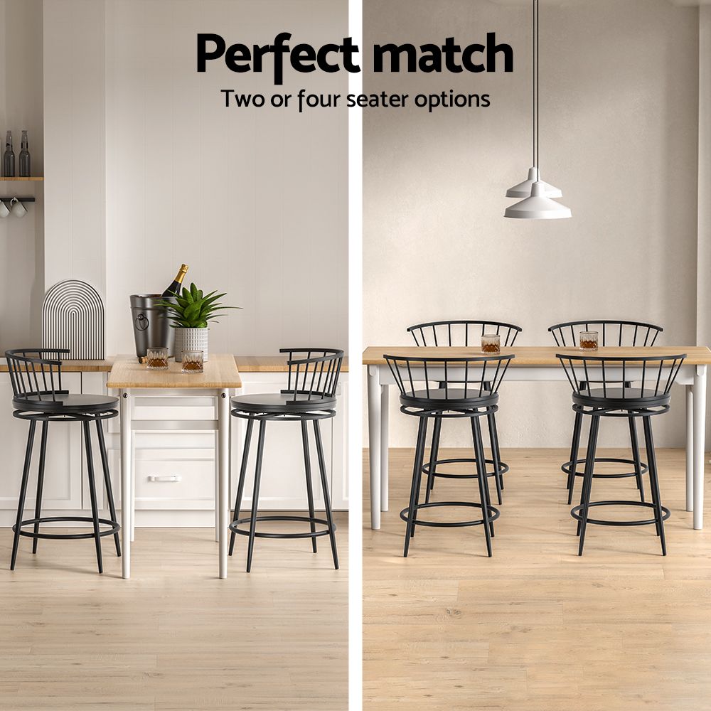 Bar Stools Set of 2 Swivel Metal Chairs