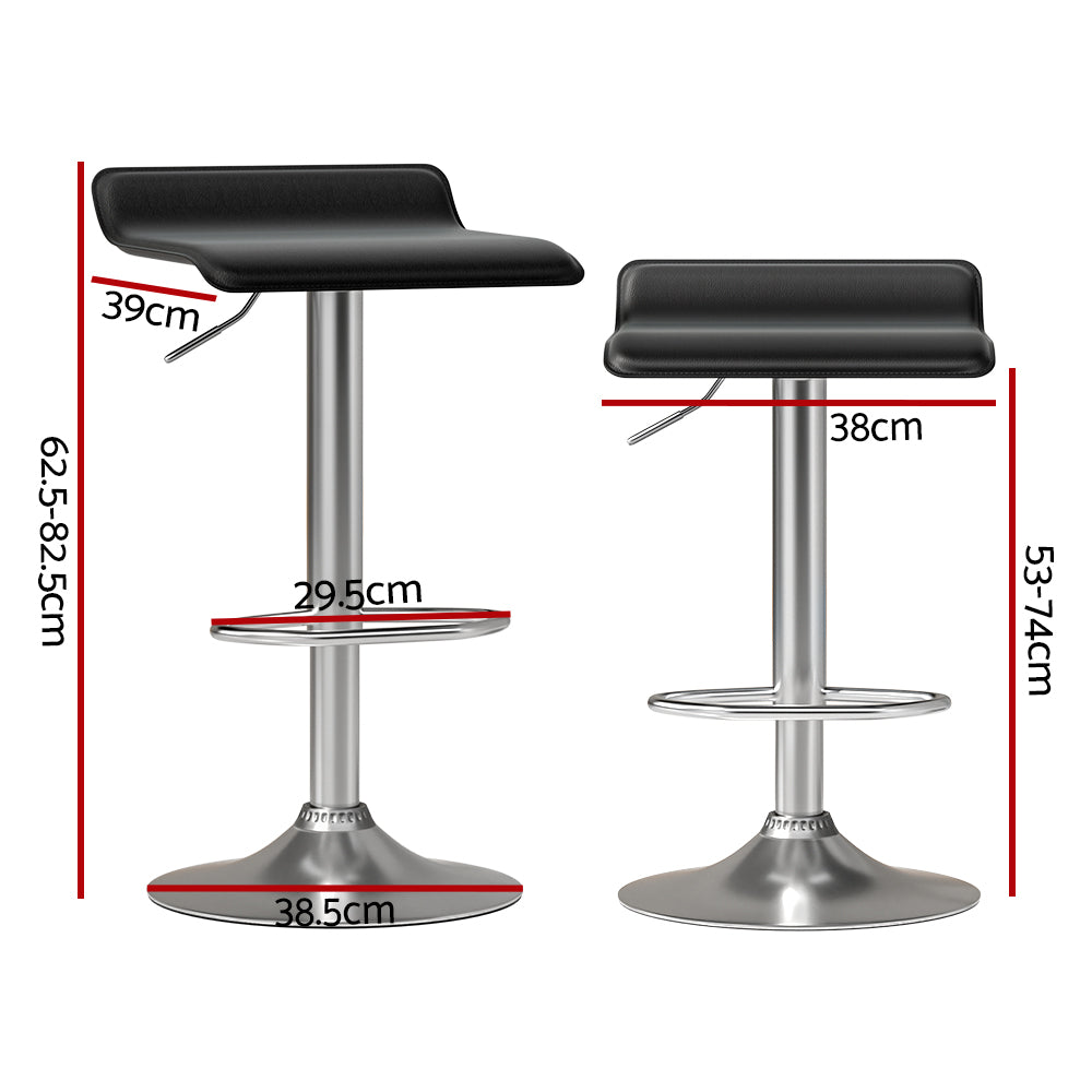 4x Bar Stools Faux Leather Chair Black