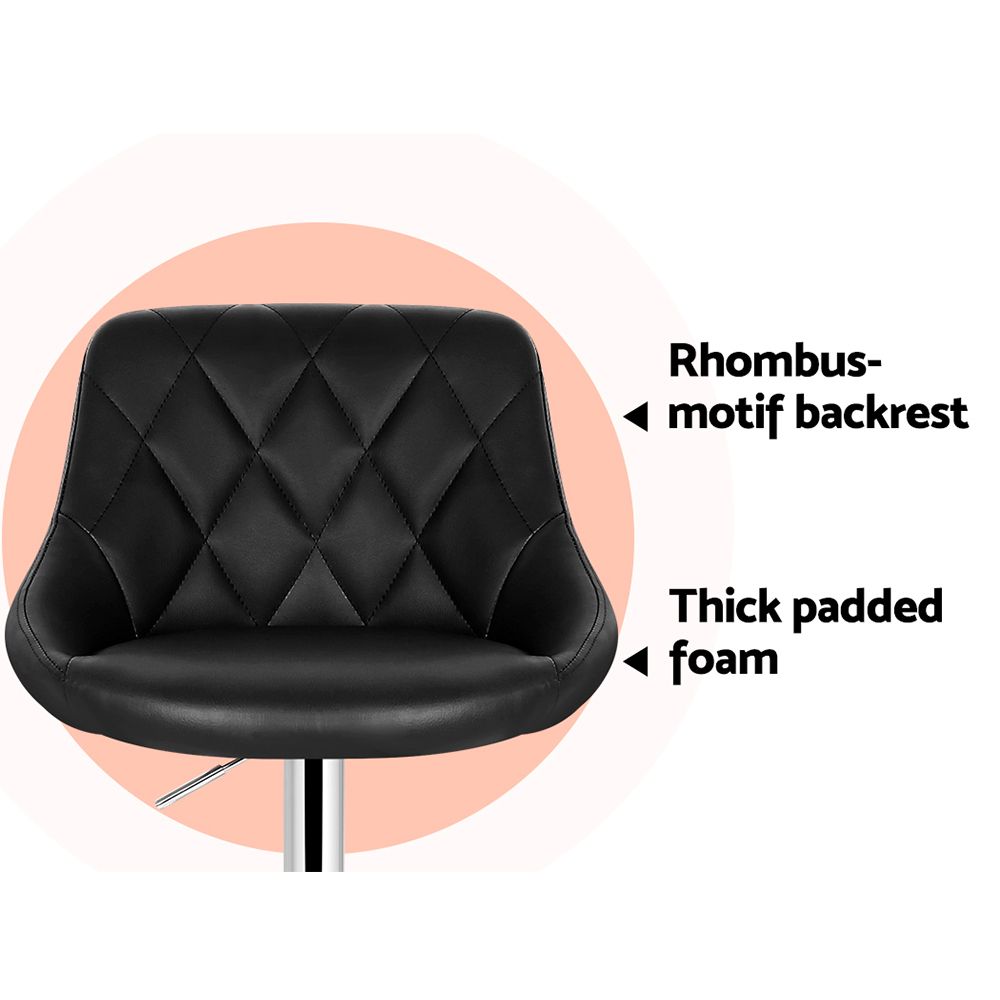 Kitchen Bar Stools Set of 4 Swivel Bar Stool PU Leather Gas Lift Chairs Black