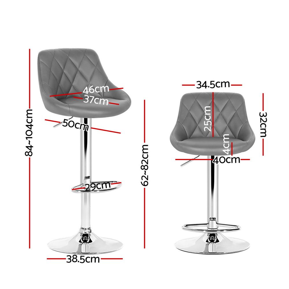 Bar Stools Set of 4 PU Leather Diamond Style
