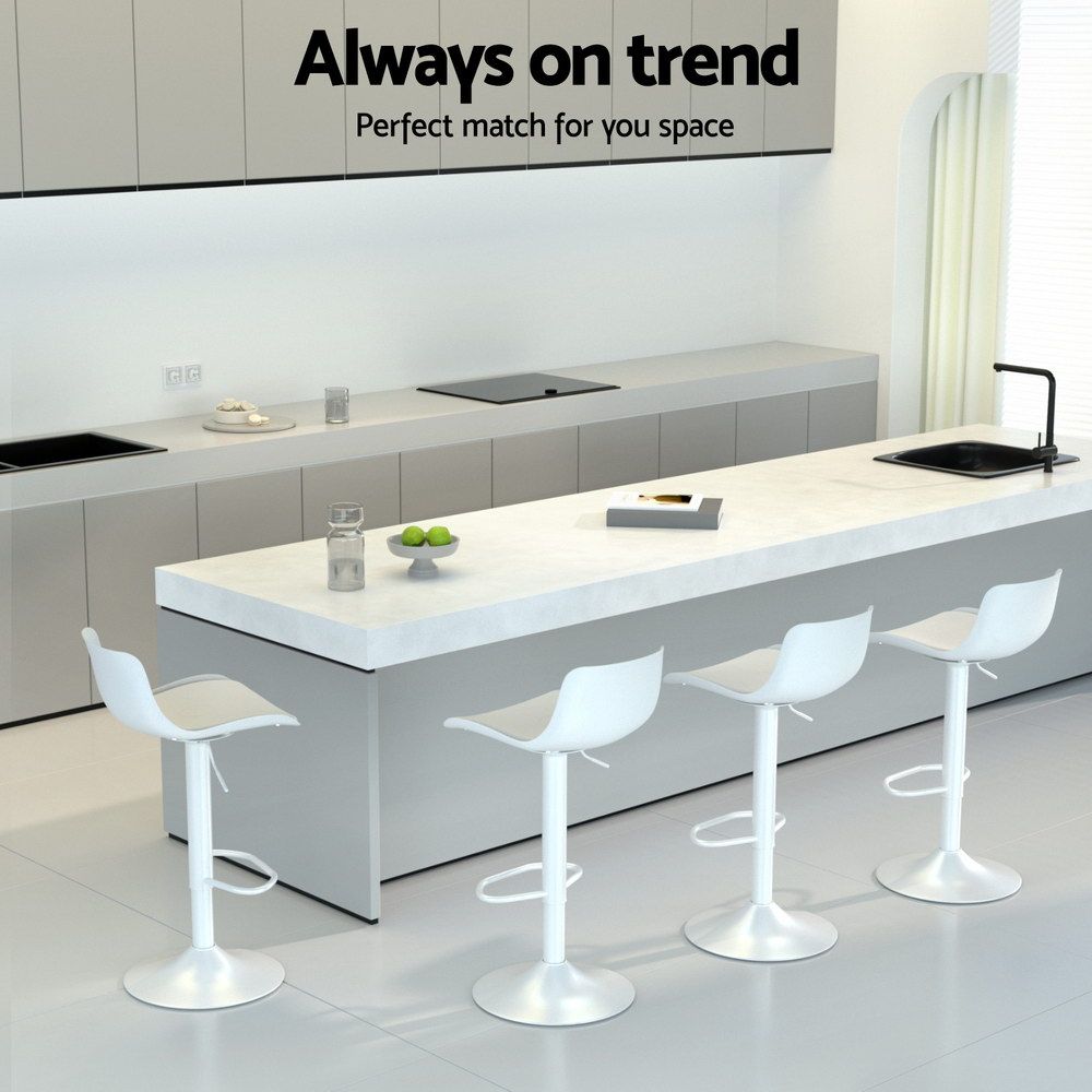 Artiss Bar Stools Kitchen Swivel Gas Lift Stool Leather Dining Chairs White x2 shown on the product page