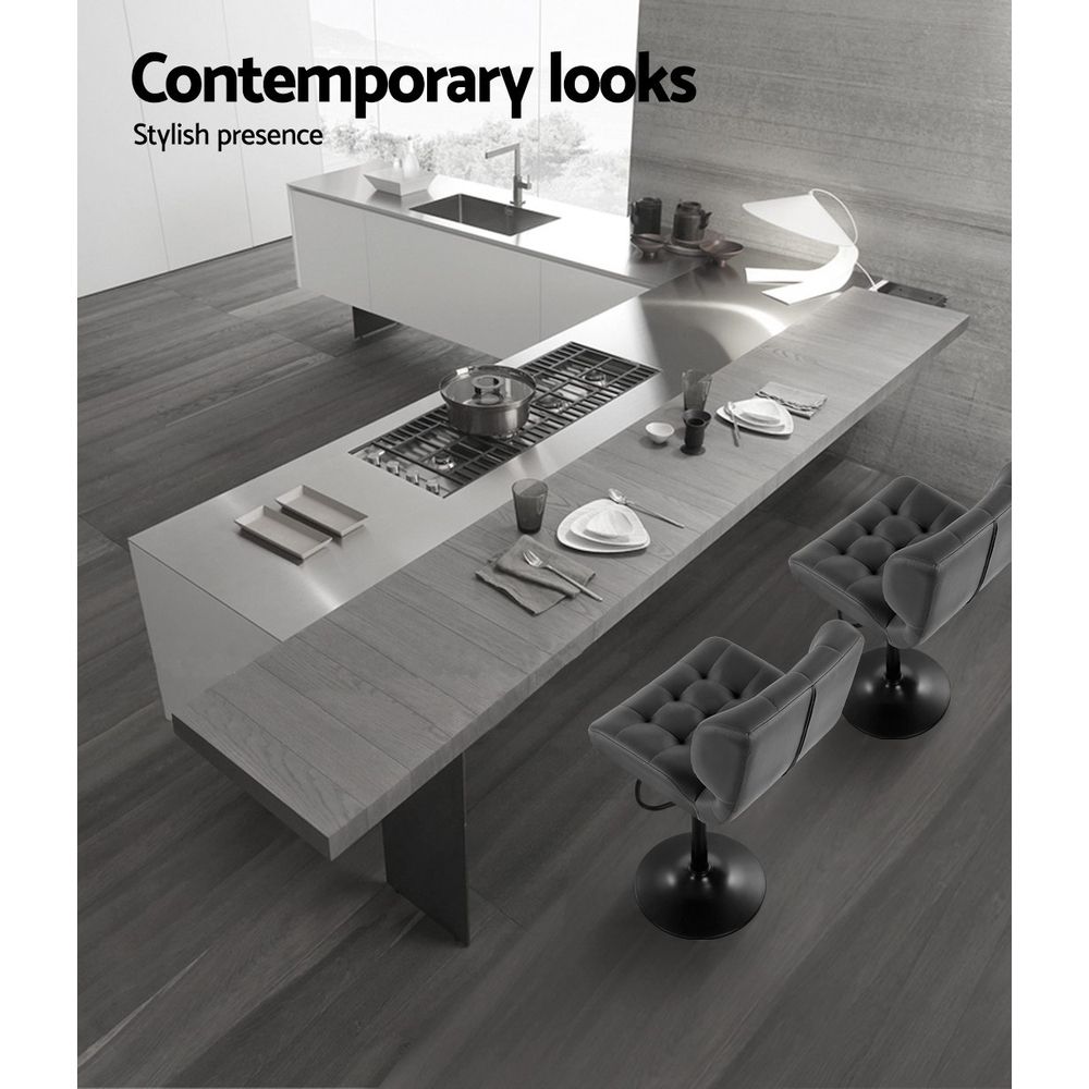 Of Kitchen Gas Lift Plush PU Leather Bar Stools Set