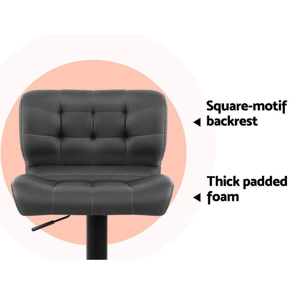Bar Stools Set Of Kitchen Leather Black And Grey