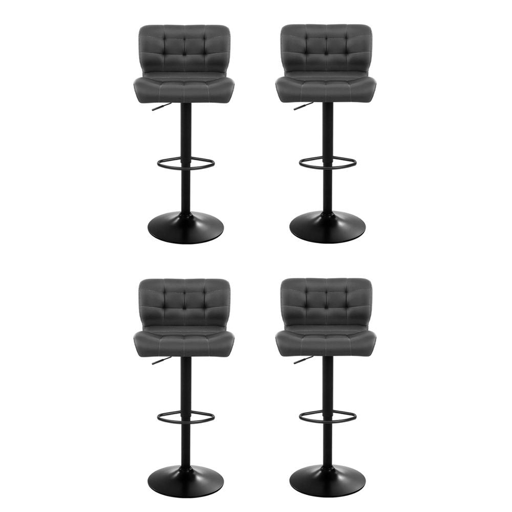 Artiss 4x Bar Stools Leather Padded Grey