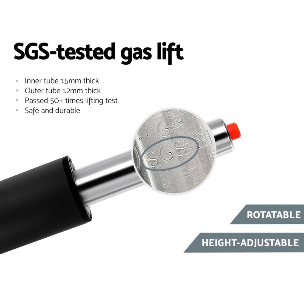 Bar Stools Gas Lift Leather with Padded Grey