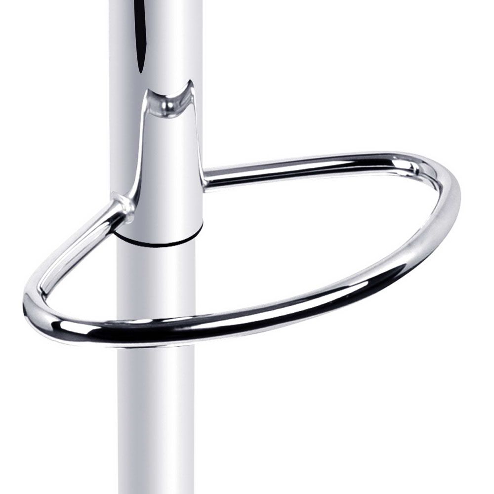 Bar Stools Set of 2 PU Leather Gas Lift - White and Chrome