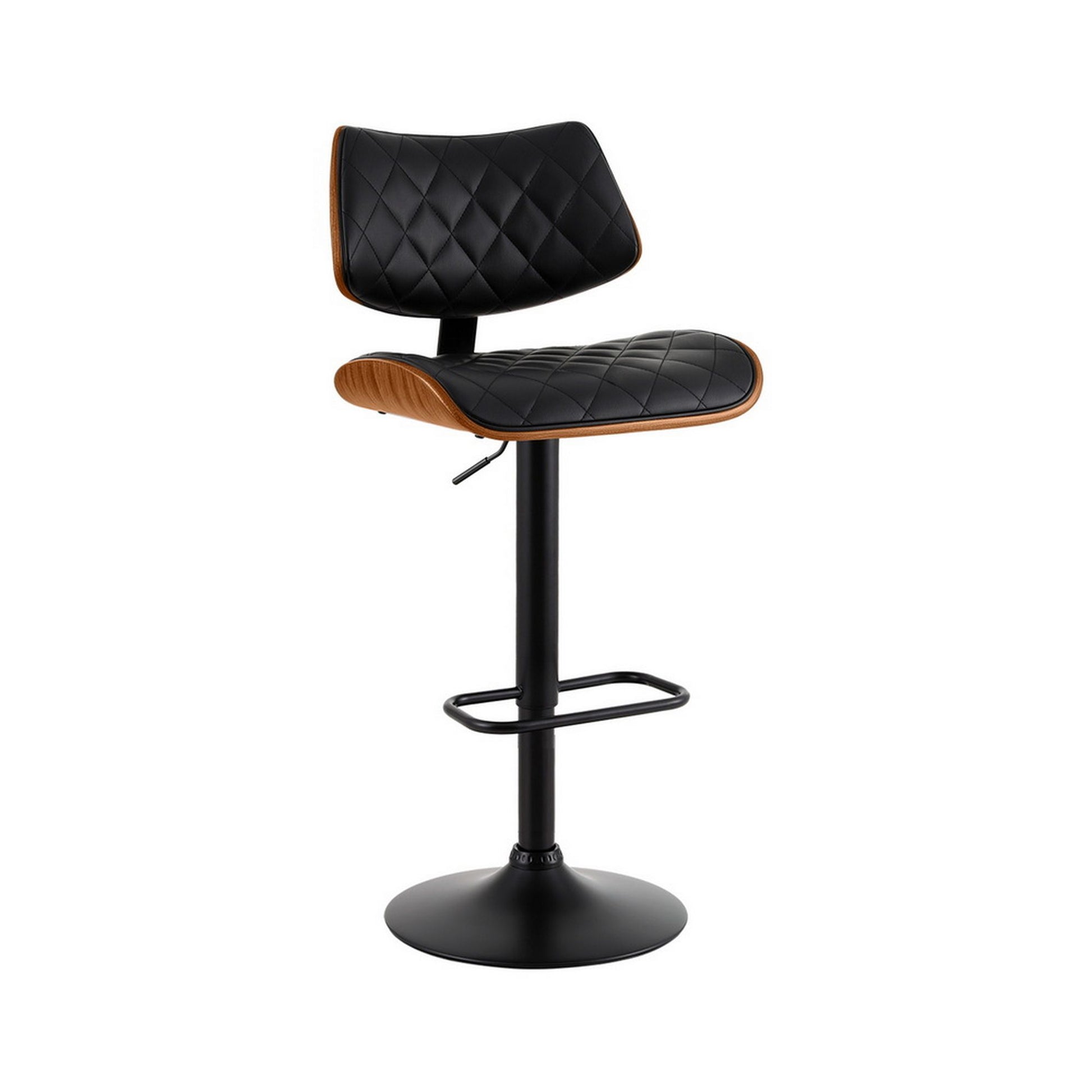 Black Wooden Leather Bar Stools Kitchen Dining Chairs Gas Lift Stool