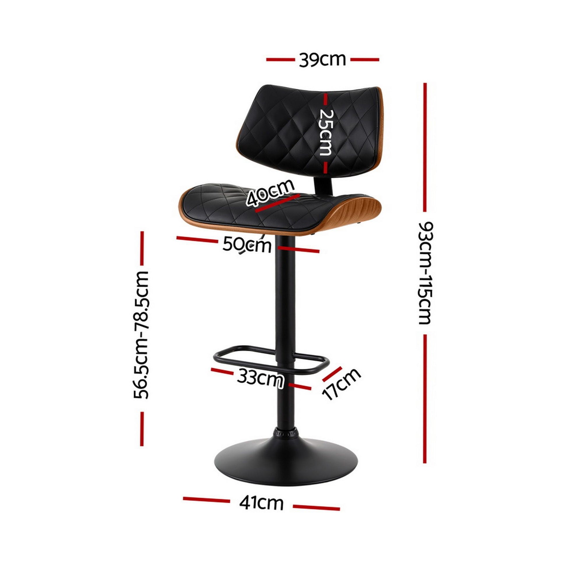 Bar Stools Kitchen Dining Chairs with Gas Lift Stool Wooden Leather
