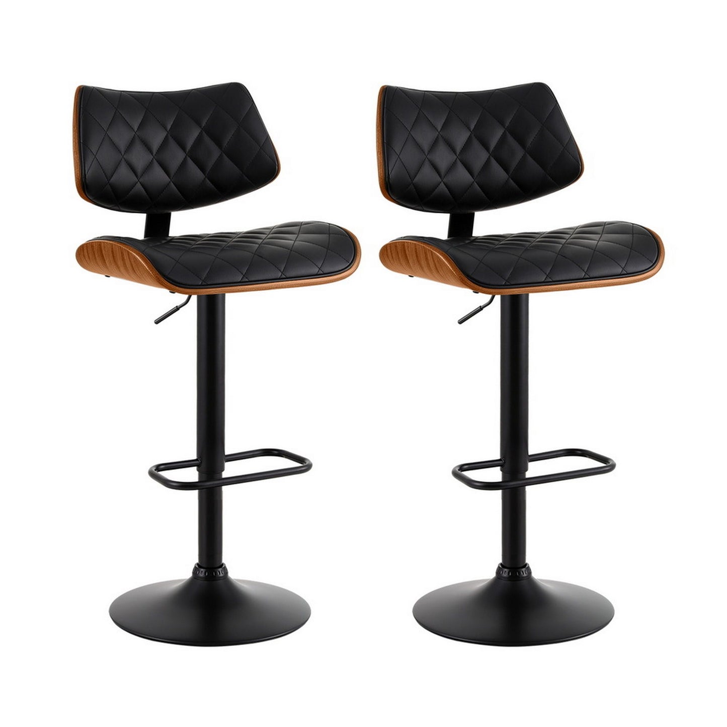 Black wooden leather 2x bar stool with stools kitchen dining chairs