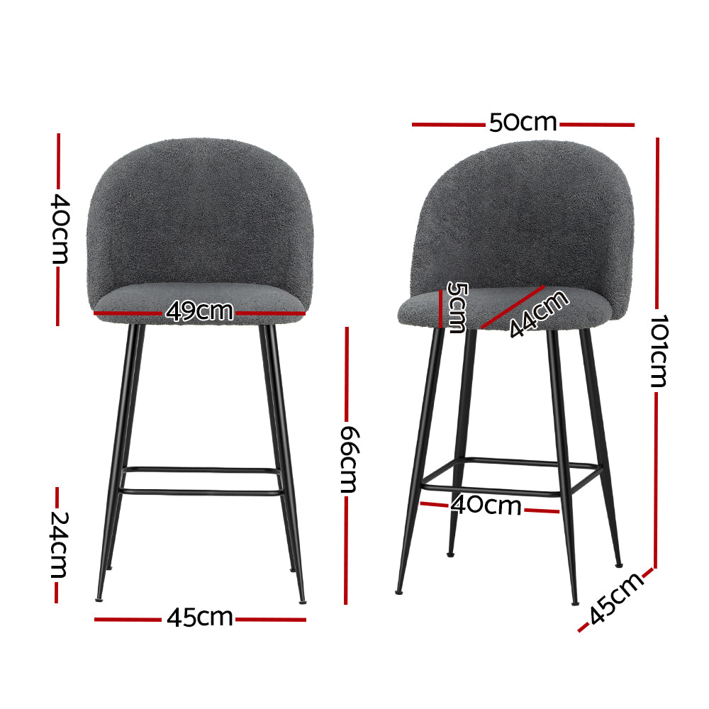 Bar Stools Kitchen Counter Barstools Sherpa Metal Chairs x2