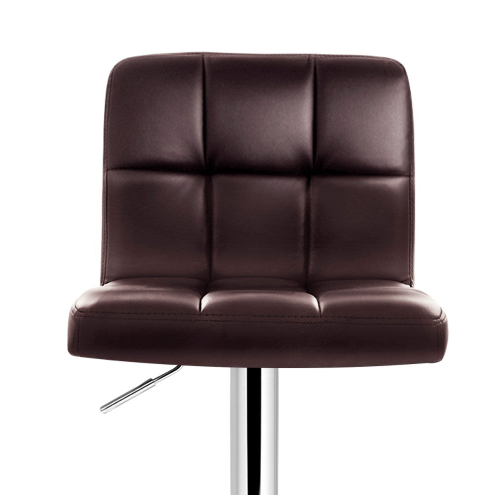 PU Leather Bar Stools (Set of 2), Gas Lift, Chocolate Brown