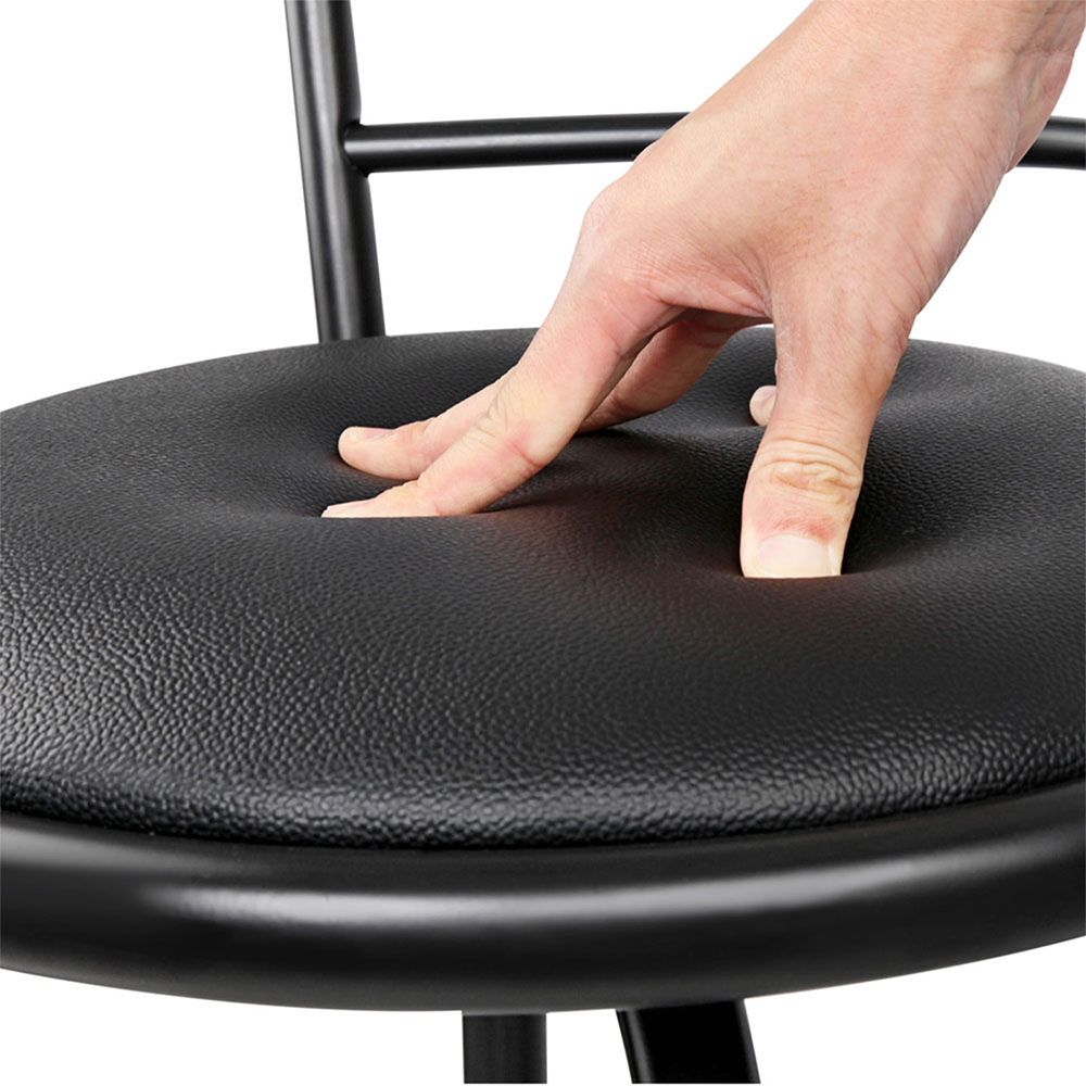 Bar Stools Set of 2 PU Leather - Black and Steel