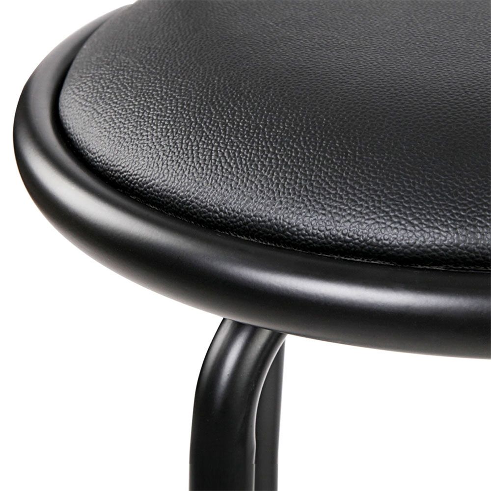Bar Stools Set of 2 PU Leather - Black and Steel