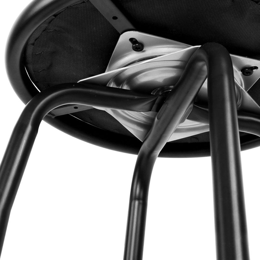 Bar Stools Set of 2 PU Leather - Black and Steel