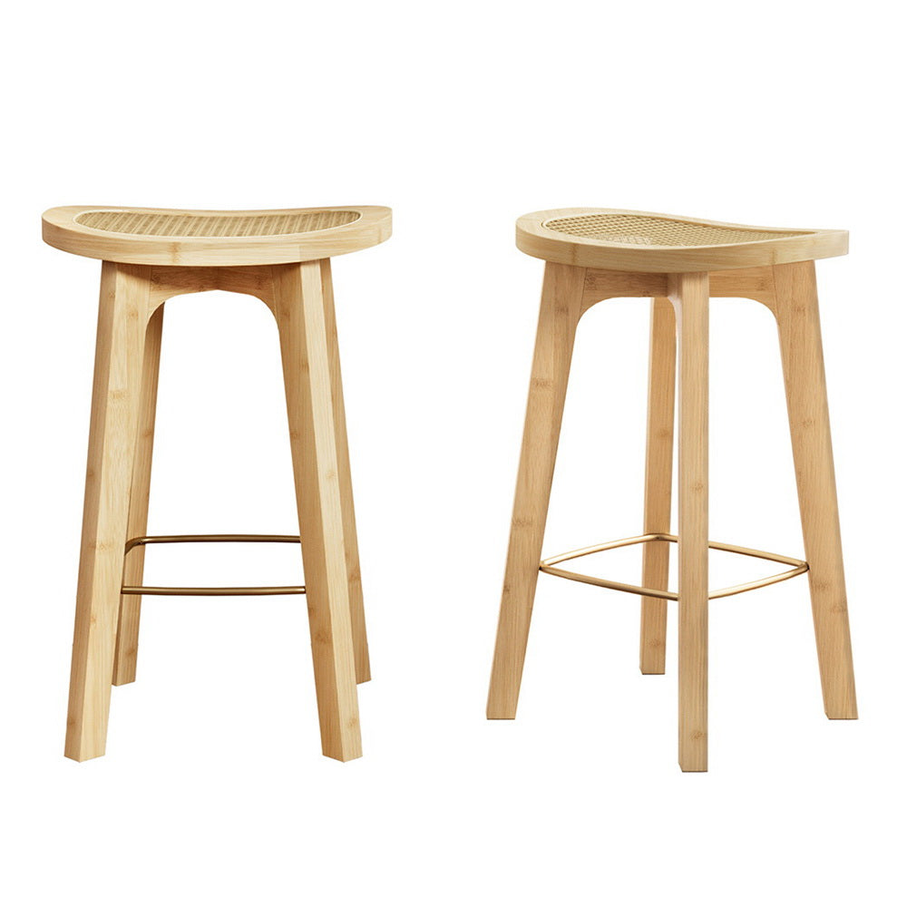 Set Of Two Bar Stools Bamboo