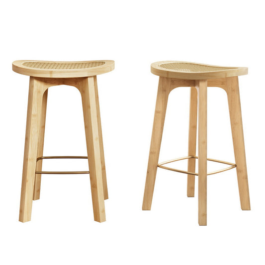 Set Of Two Bar Stools Bamboo
