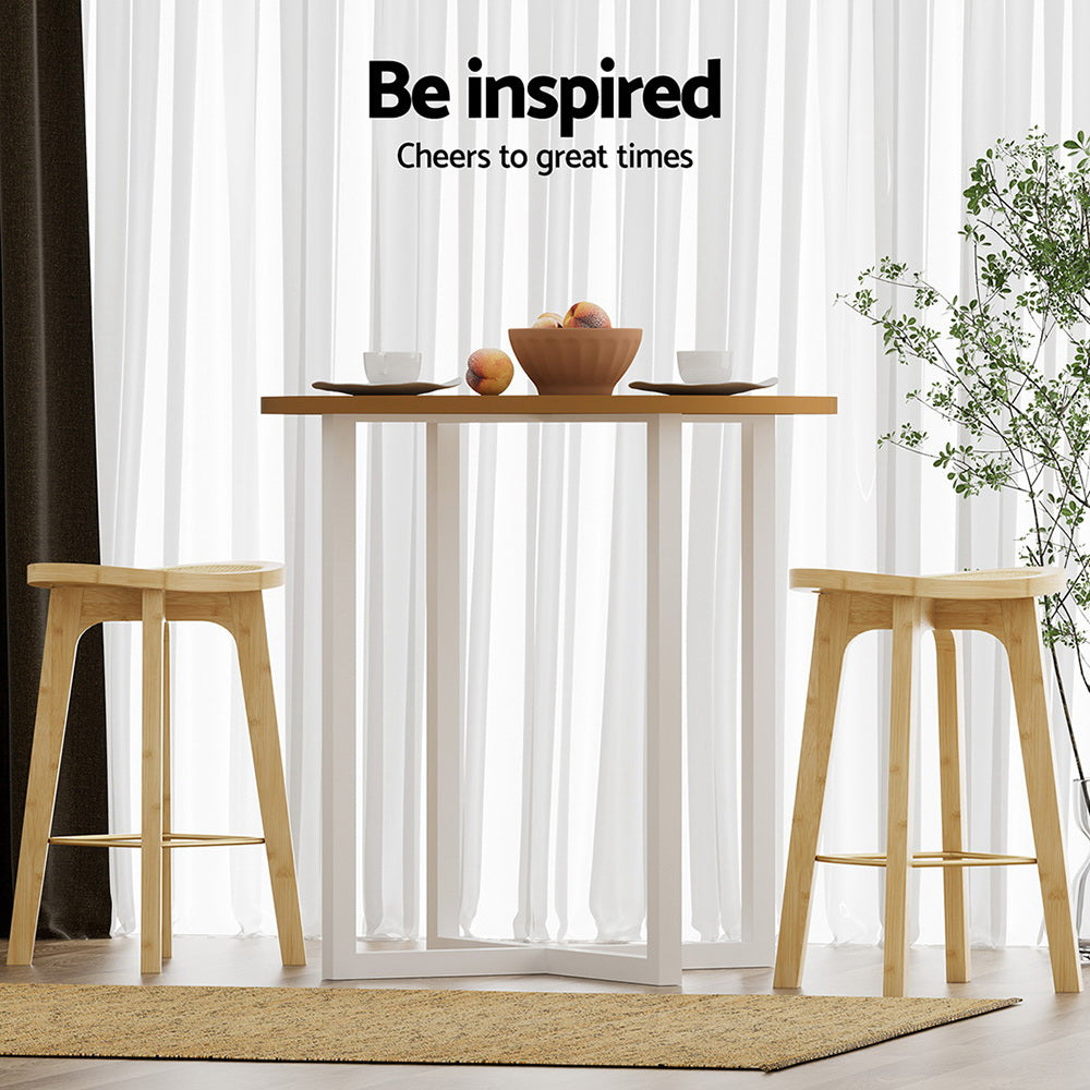Stools Bamboo Rattan Stool Counter Chair Kitchen Artiss 2x Bar