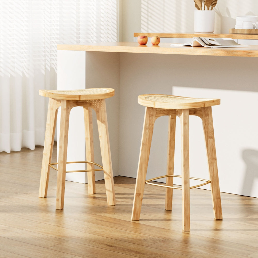 Artiss 2x Bar Stools Bamboo Counter Chair Kitchen Barstools