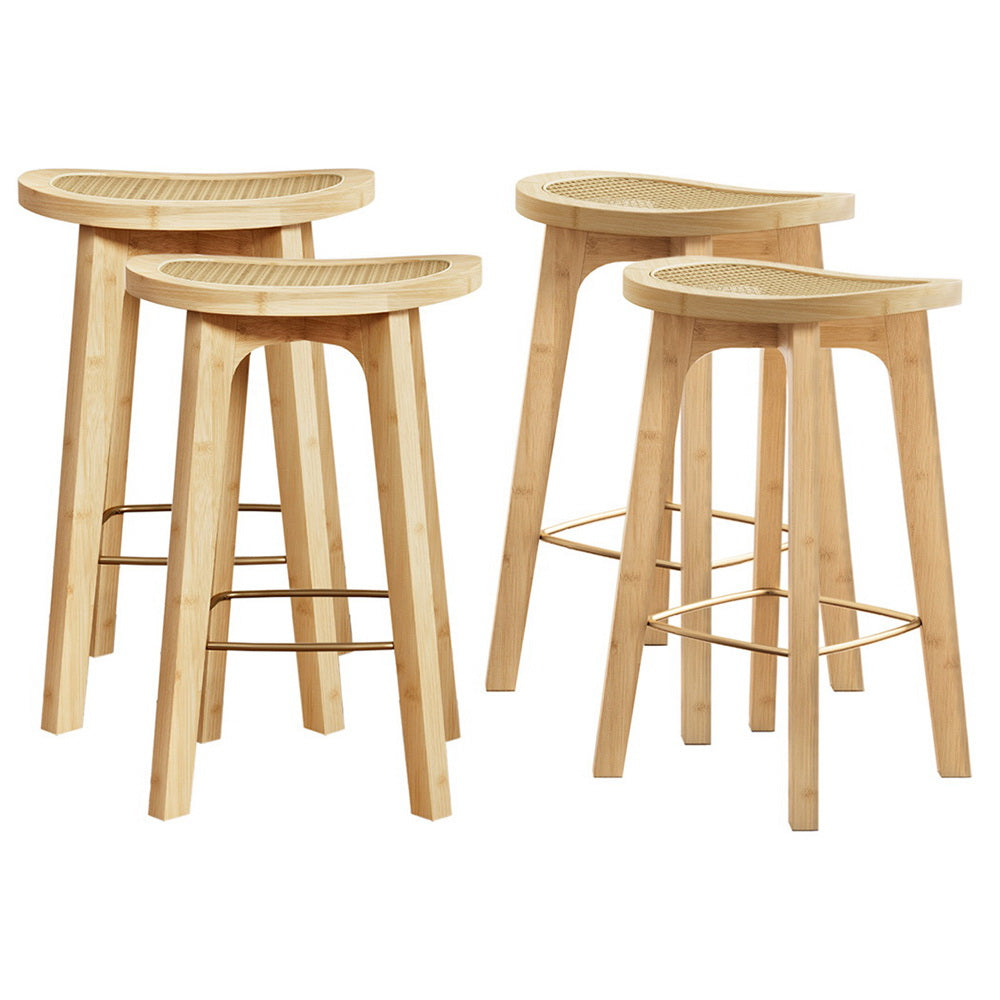 Set of four rattan bar stools