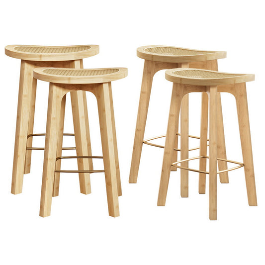 Set of four rattan bar stools