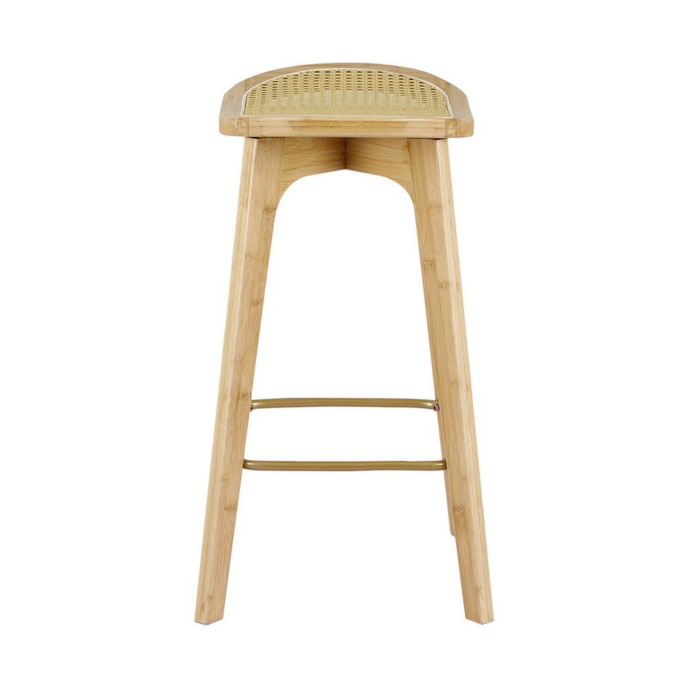 4x Bar Stools Bamboo Rattan Stool Counter Chair Kitchen