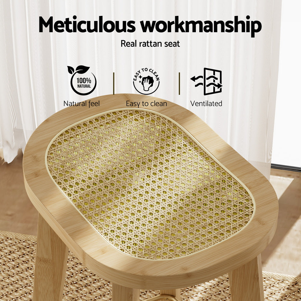 4x Bar Stools Stool Counter Chair Bamboo Rattan