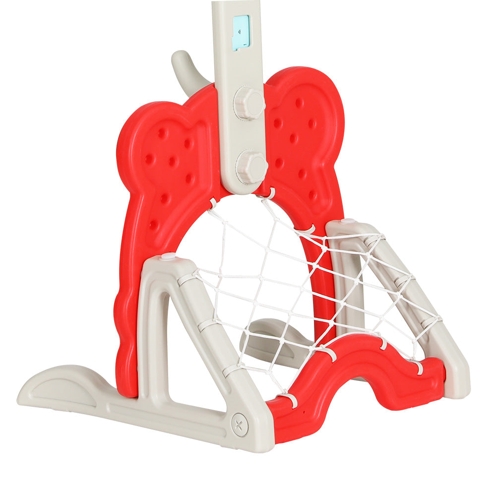 Kids Basketball Hoop Stand Adjustable 5-in-1 Sports Center Toys Set Red