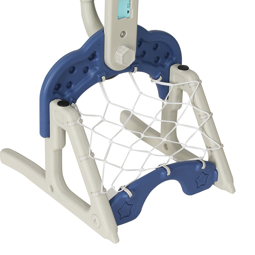 Kids Basketball Hoop Stand Adjustable 6-in-1 Sports Center Toys Set Blue