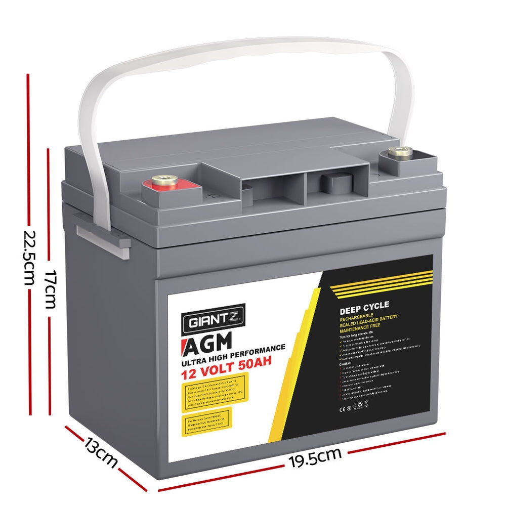 12V 50Ah AGM Deep Cycle Battery X2 Marine Sealed Power Solar 4WD Camping