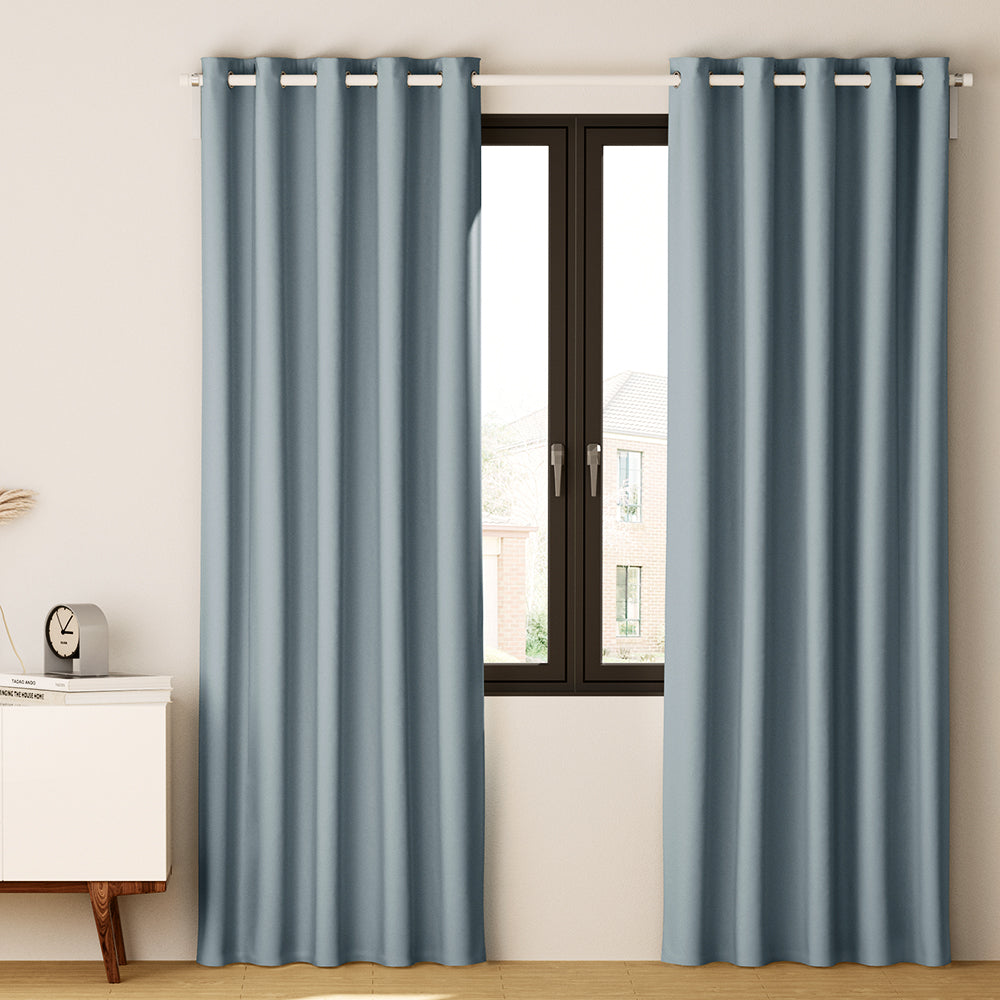 2X Blockout Curtains Eyelet 140x230cm Grey