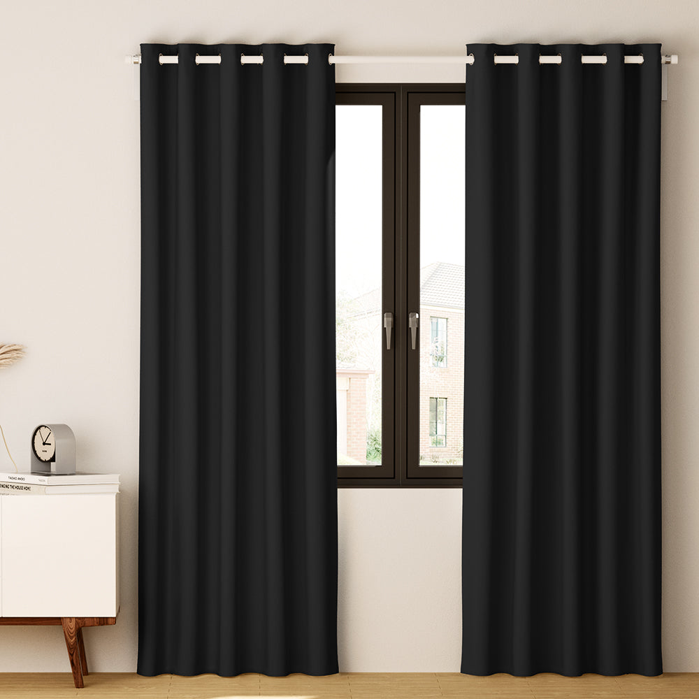 2X Blockout Curtains Eyelet 180x213cm Black