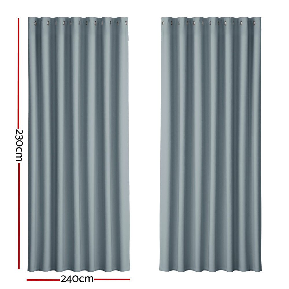 2X Blockout Curtains Eyelet 240x230cm Grey