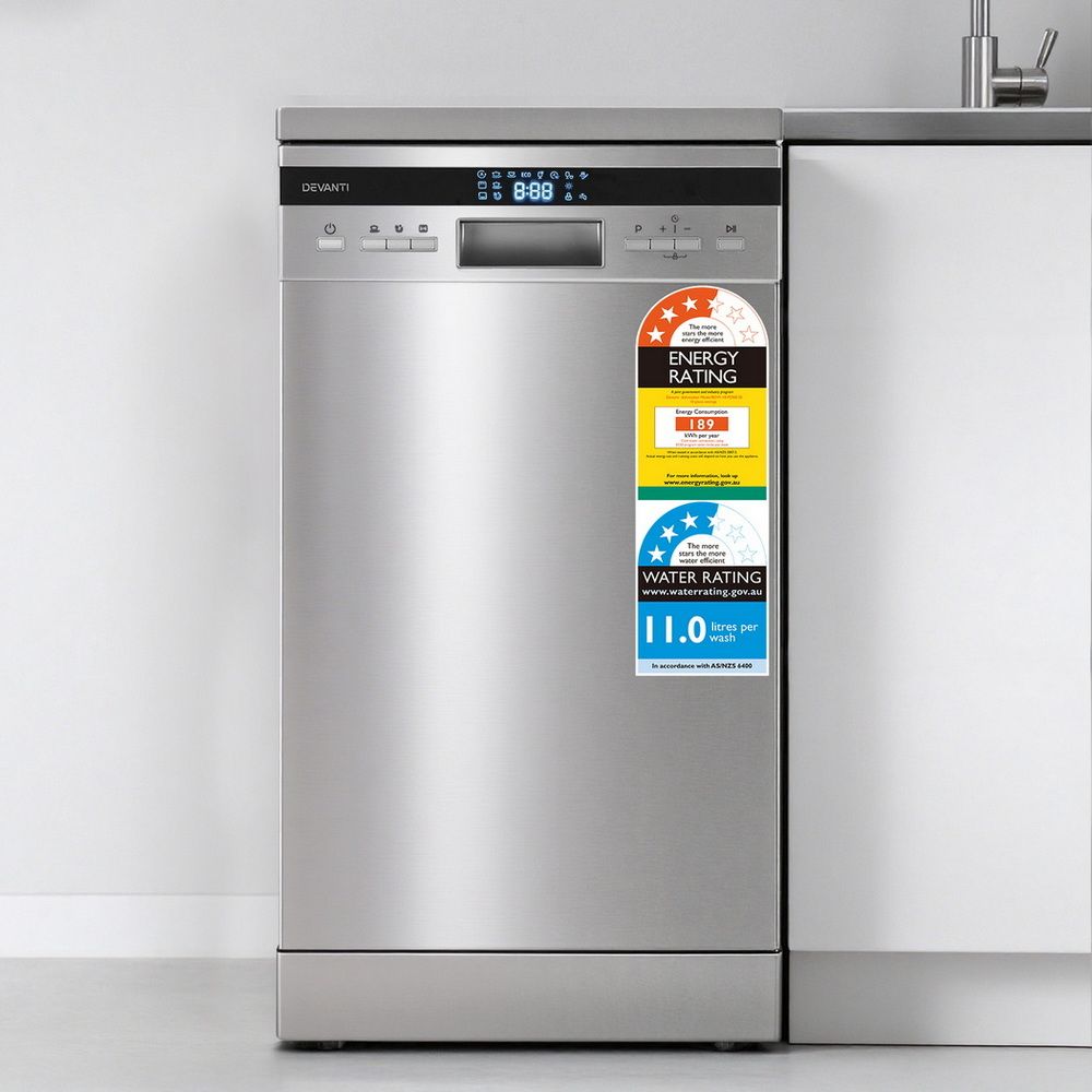 Devanti 10 Place Settings Freestanding Dishwasher Silver BDW