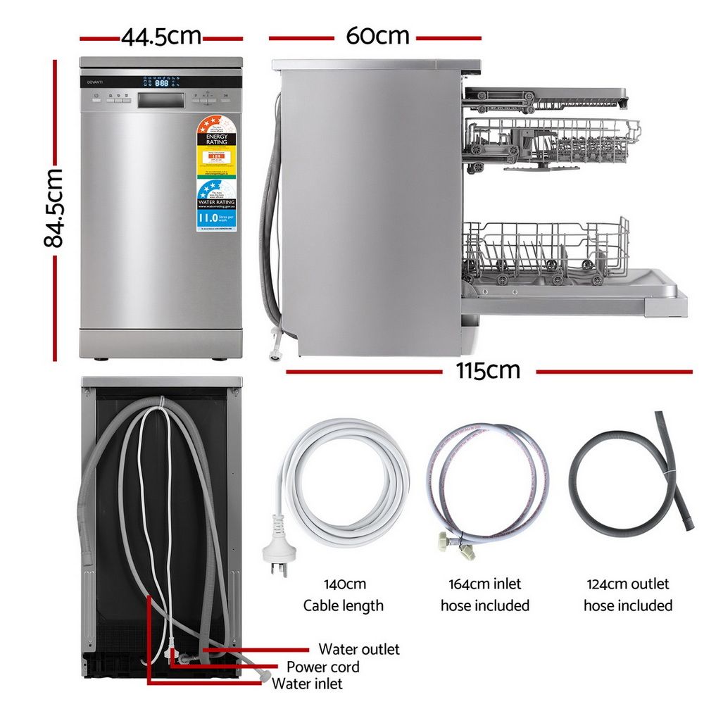 Devanti 10 Place Settings Freestanding Dishwasher