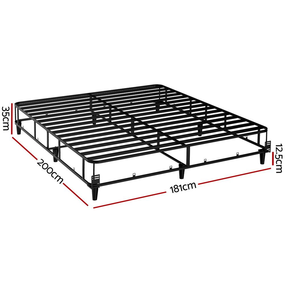 Bed Frame King Size Metal - Grey MASON