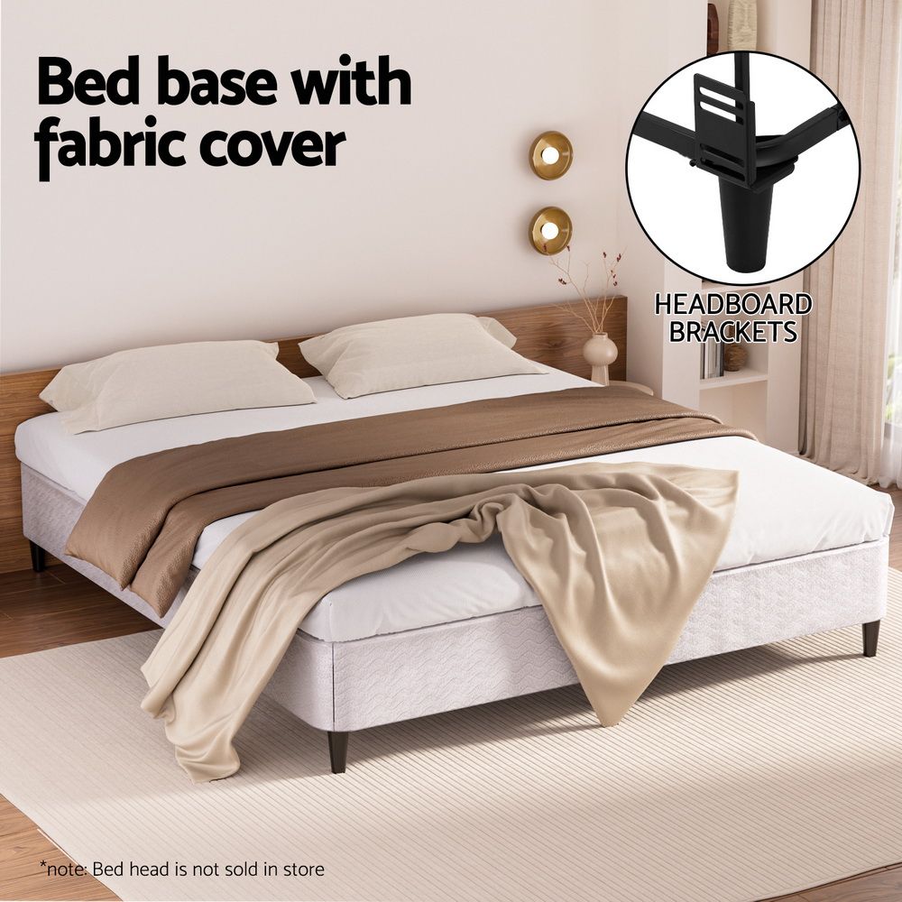 Bed Frame King Size Metal - Grey MASON