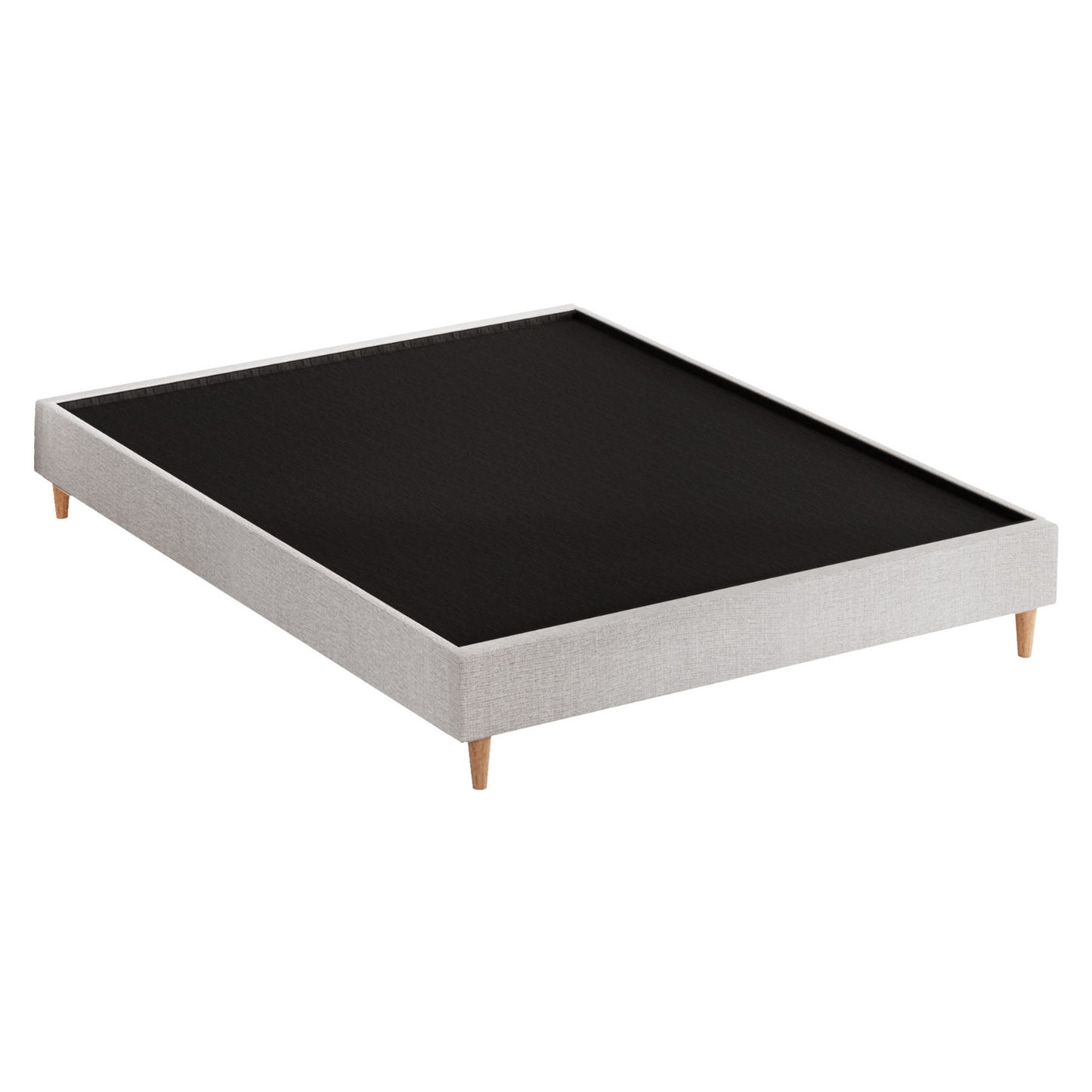 Bed double size with platform base and padded headboard