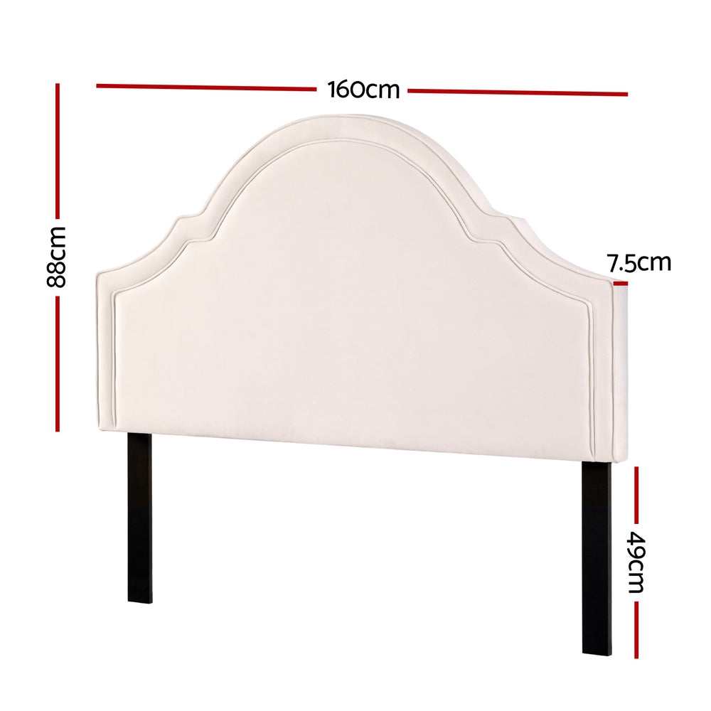 Bed Frame Headboard Queen Velvet IRIS - Beige