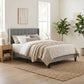 Levede Metal Wooden Bed Frame Double Panel Plush Upholstered Soft Headboard Grey