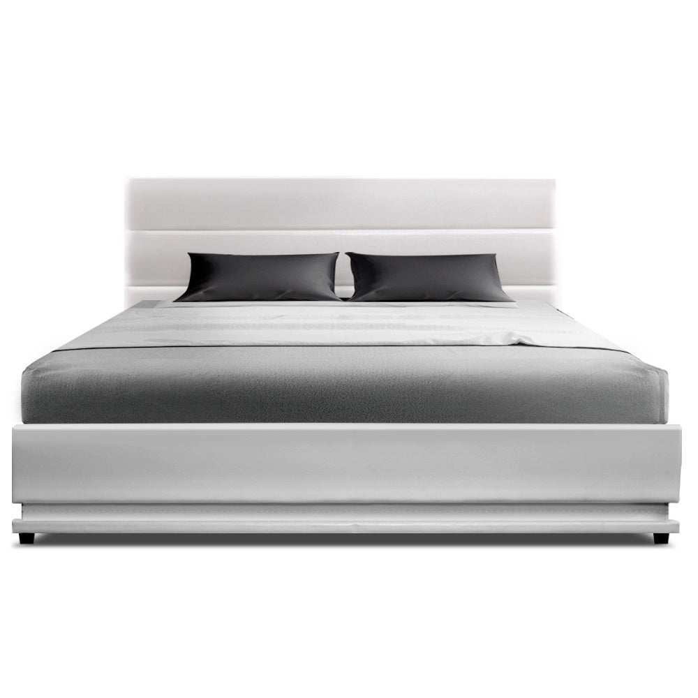 Bed frame with lumi led PU gas