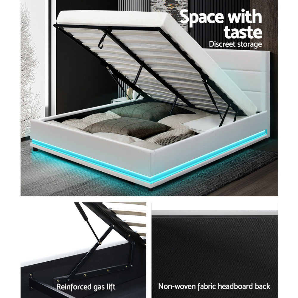 Bed frame with lumi led PU gas lift