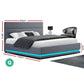 LED Bed Frame Queen Size Fabric Gas Lift