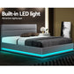 LED Bed Frame Queen Size Gas Grey Fabric