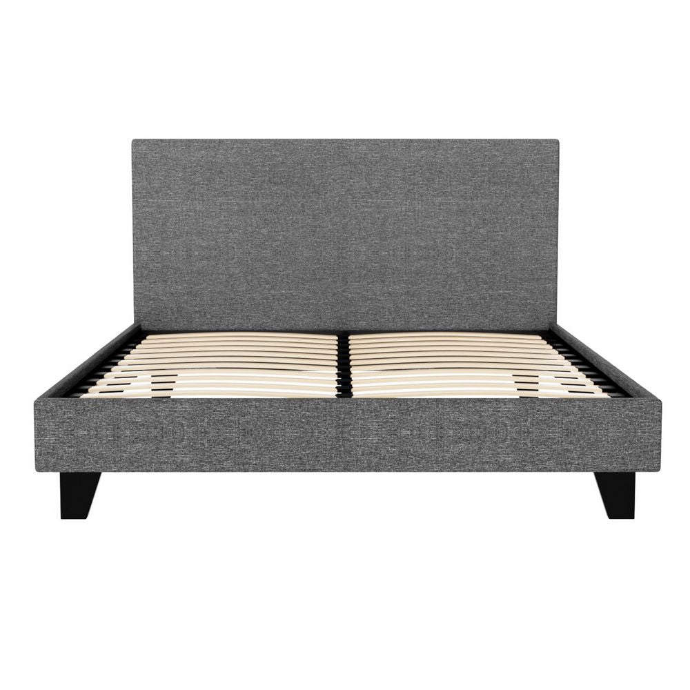 Bed Frame Double, Fabric, Grey
