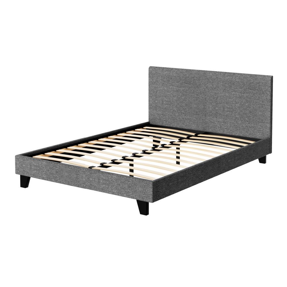 Bed Frame Double, Fabric, Grey