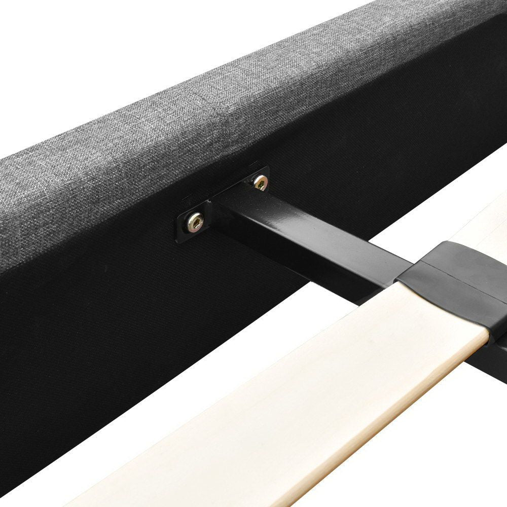 Bed Frame Double, Fabric, Grey