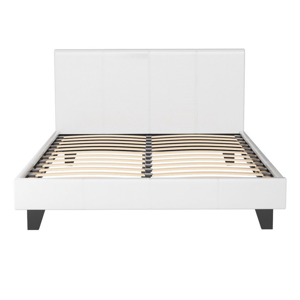 Bed Frame PU Leather White Double