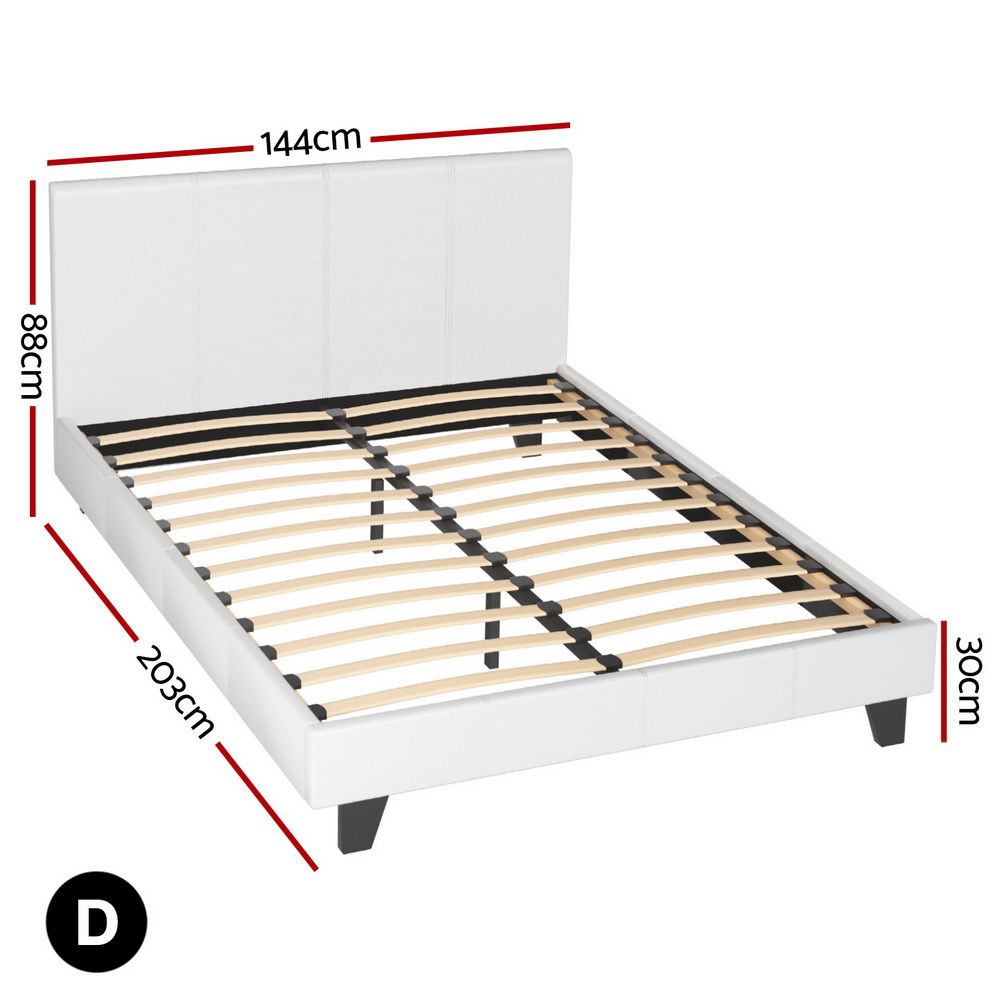 Bed Frame PU Leather White Double